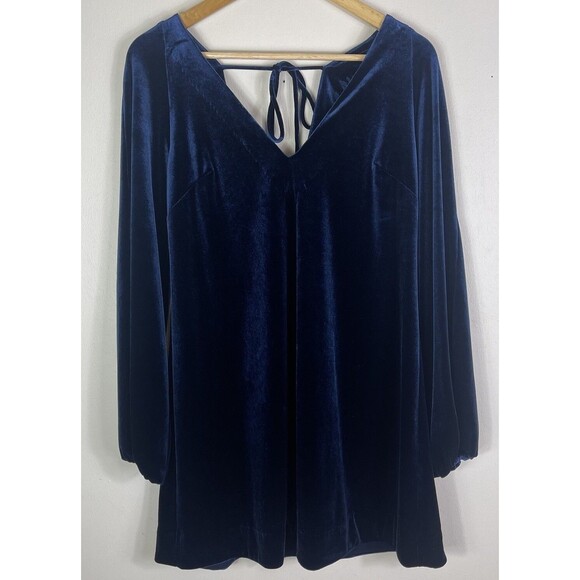 Free People Misha Midnight Blue Velvet Mini Dress Women XS Fairygrunge Cocktail - Picture 1 of 15